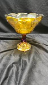 lot 744 image: Carnival Glass Compote Bowl with Grape Pattern
