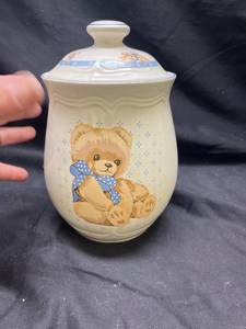 lot 755 image: Tienshan Stoneware Teddy Bear Cookie Jar with Lid