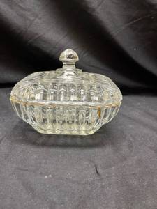 lot 772 image: Cut Glass Covered Candy Dish with Ribbed Pattern
