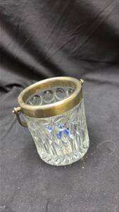 lot 794 image: 1976 Cut Crystal Ice Bucket with Brass Rim and Handle