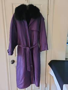 lot 1005 image: Lined raincoat with fur collar.