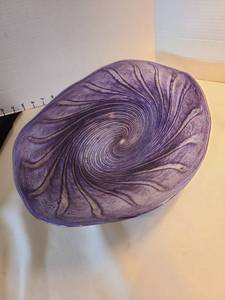 lot 1019 image: Purple Art Glass Bowl with Swirl Pattern, signed
