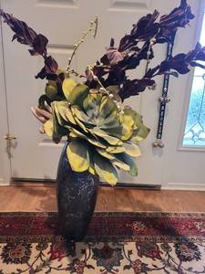 lot 1046 image: Decorative vase with arrangement, 36in tall overall