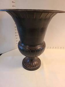 lot 1047 image: Tin vase with contents, 13.5in tall