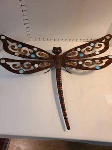 lot 1048 image: Decorative tin dragonfly wall decor, 25in. wide