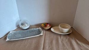 lot 1108 image: Mixed Pottery and Ceramic Lot with Decorative Bowls and Serving Pieces