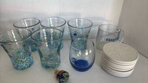 lot 1205 image: Mixed Glassware Collection with Decorative Coasters