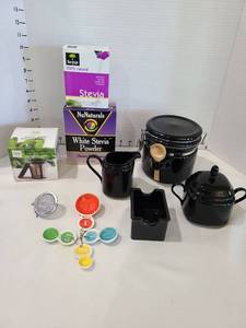 lot 1296 image: Tea and Coffee Accessories Bundle with Stevia Sweeteners