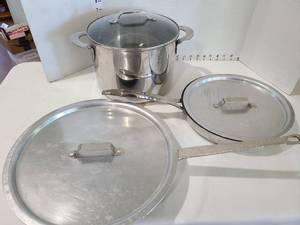 lot 1299 image: Dansk Master Series 1810 stockpot, two frying pans