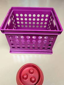 lot 20 image: Pet Slow Feeder Bowl and Storage Crate Set