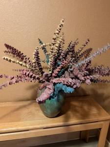 lot 25 image: Vase with Dried Eucalyptus Arrangement