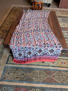 lot 43 image: Hand Block Print Cotton Textile with Traditional Floral scarf