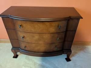 lot 67 image: Wooden Curved Front Chest of Drawers with Metal Handles