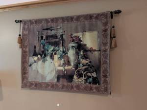 lot 75 image: Wine Press Still Life Woven Wall Tapestry with Tassels