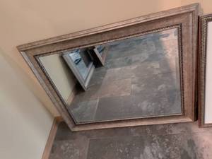 lot 85 image: Decorative Framed Mirror with Ornate Silver Frame