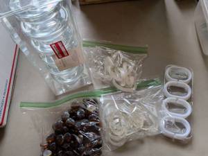lot 110 image: Glass Tealight Candleholders 6-Pack Set, Shower hooks, and Decorative glass decor