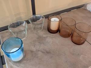 lot 116 image: Mixed Color Glass tealight candle holders