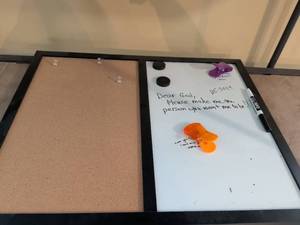 lot 129 image: Combination Cork Board and Magnetic Whiteboard with Accessories