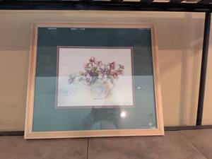 lot 130 image: Framed Watercolor Floral Still Life Print