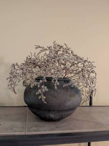 lot 131 image: Large Dark Ceramic Planter with Decorative Floral