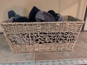 lot 144 image: Woven Storage Basket with Mixed Socks Collection