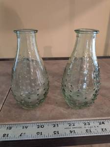 lot 145 image: Hand Blown Glass Hobnail Vases Set of 2