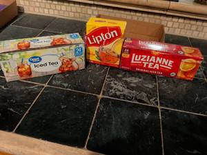 lot 173 image: Assorted Iced Tea Bags Lot - Great Value, Lipton, and Luzianne
