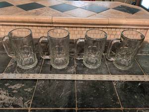 lot 196 image: Clear Glass Beer Mug Set with Dimpled Design
