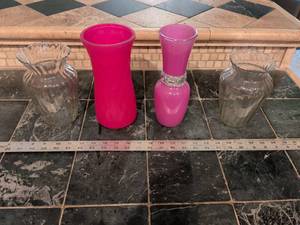 lot 197 image: Mixed Glass Vase Collection Set of 4 Pink and Clear