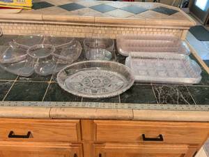 lot 201 image: Crystal Cut look plastic Serving Set Collection