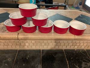lot 203 image: World Market Red Ceramic Ramekins Set of 8