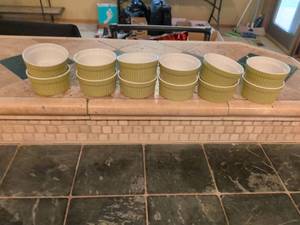 lot 204 image: World Market Green Ceramic Ramekins Set of 12