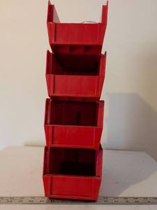 lot 271 image: Quantum Storage Systems Red Stackable Storage Bins Set