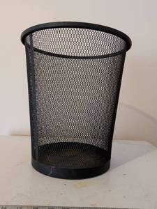 lot 282 image: Black Metal Mesh Wastebasket