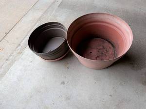 lot 293 image: Large Terracotta color Garden Planters with Saucers