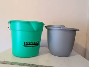 lot 304 image: Menards Plastic Cleaning Bucket Set with Gray Container