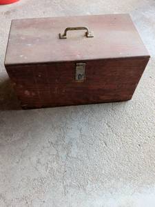 lot 314 image: Wooden Tool Box with Metal Hardware
