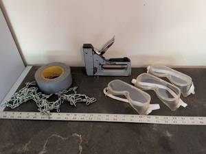 lot 365 image: Safety Goggles Set with Heavy Duty Staple Gun and Hardware