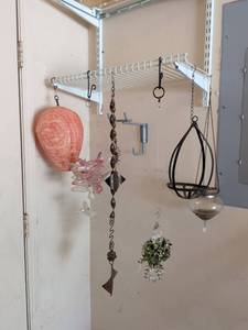 lot 388 image: Decorative Home Ornament Collection with Hanging Glass Lantern and Metal Wind Chime