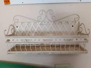 lot 391 image: White Metal Wall Shelf with Decorative Scrollwork