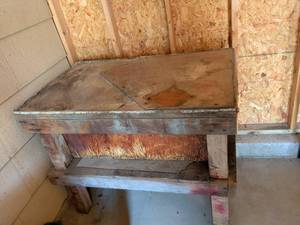 lot 416 image: Traditional Wooden Work Bench with Metal Top