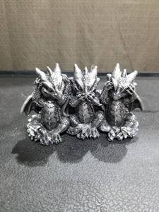 lot 3372 image: HEAR, SPEAK , SEE NO EVIL DRAGONS FIGURINE