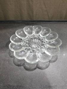 lot 3397 image: Glass Deviled Egg Serving Plate with 12 Compartments