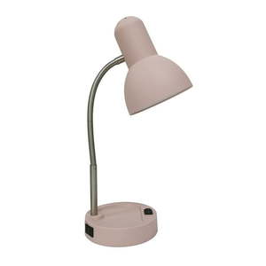 lot 3412 image: Mainstays LED Gooseneck Desk Lamp with Catch-All Base & AC Outlet  Pink