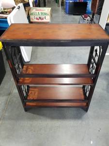 lot 3430 image: Wood and Metal Console Table with Shelves