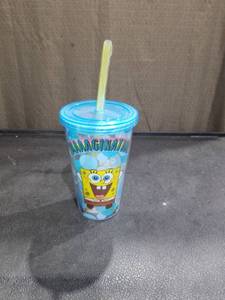 lot 3474 image: SpongeBob SquarePants Tumbler Cup with Straw