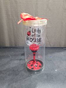 lot 3475 image: Lady of the House Wine Glass with Ladybug Design