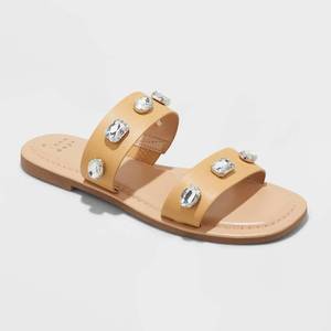 lot 3503 image: Womens Brit Two Band Embellished Sandals - A New Day Tan 7.5