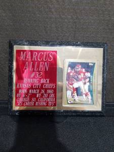 lot 3532 image: Marcus Allen Kansas City Chiefs Trading Card Display Plaque
