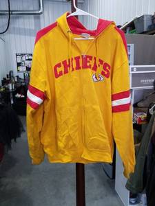 Kansas City Chiefs Yellow Zip-Up Hoodie with Red Accents Size Unknown